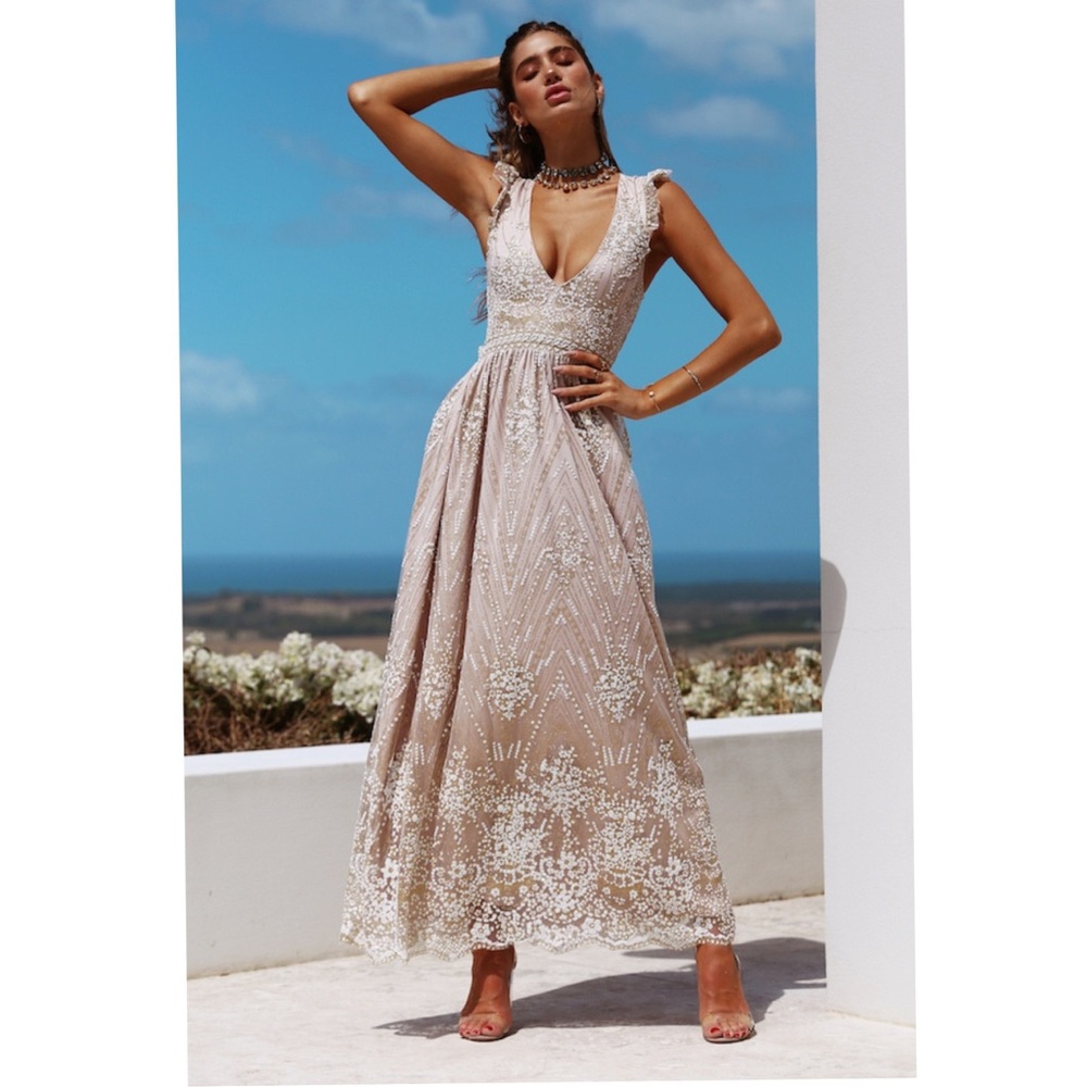 HELLO MOLLY Gold on the ceiling maxi dress